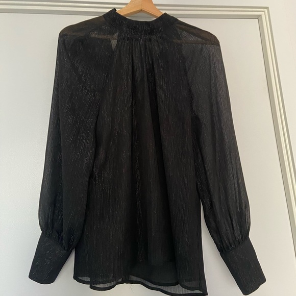 NWOT Glittery Balloon sleeve high neck blouse - Picture 4 of 8